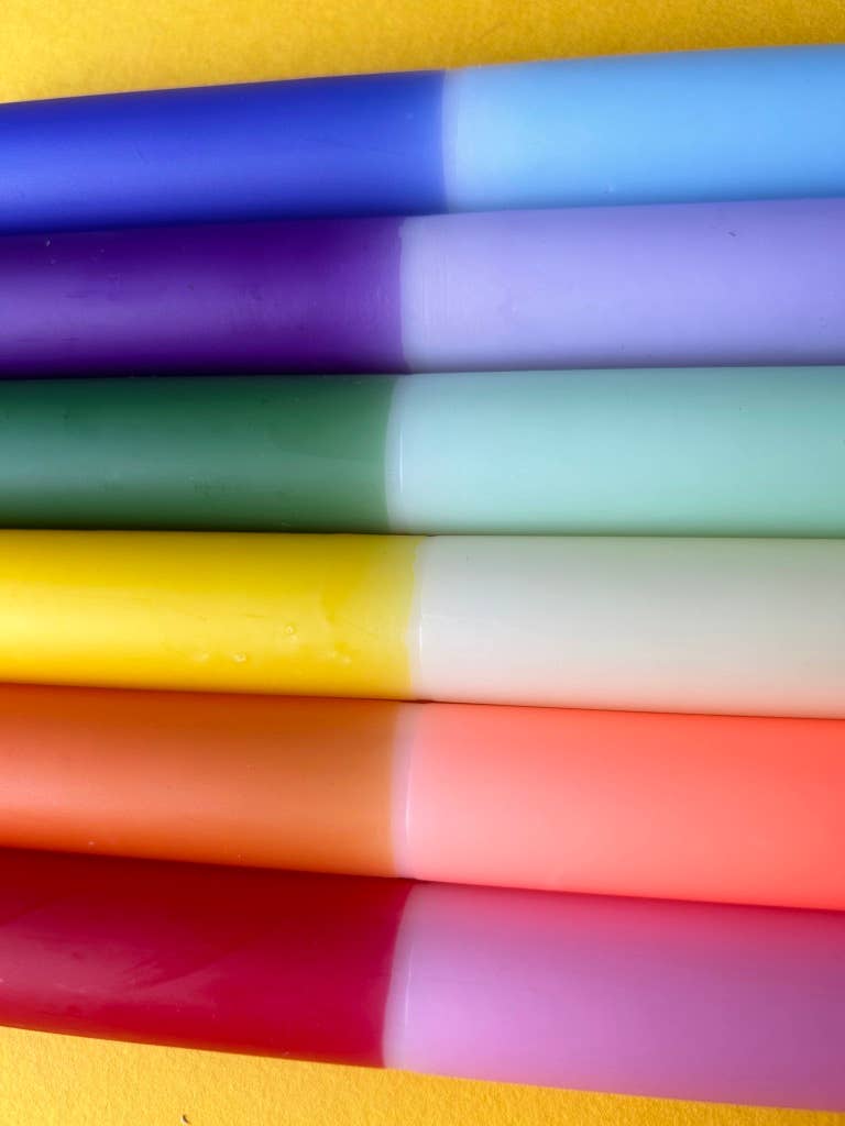 Rainbow Block Dip Dye Dinner Candles set of 6