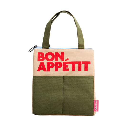 Bon Appetit Green and Beige  Lunch Bag