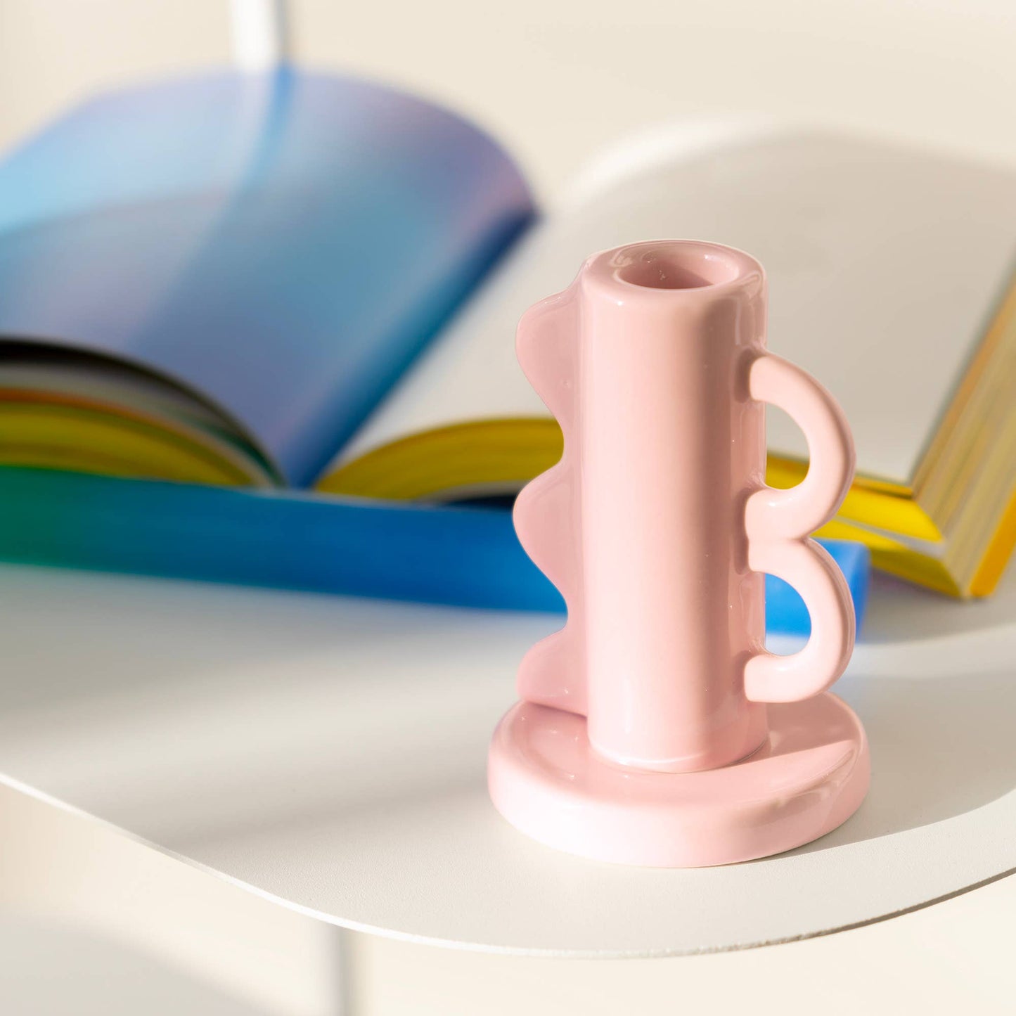 Light Pink Retro Double Handle Candle Holder